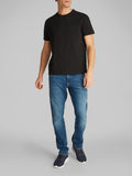 CK J U COL T-shirt smooth in cotone nero