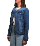 CLERY CHNG-XN Giacca di Jeans con Collo Chanel e Applicazioni DENIM