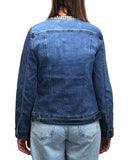 CLERY CHNG-XN Giacca di Jeans con Collo Chanel e Applicazioni DENIM