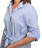 CLERY+R DS&C Abito Chemisier in Cotone a righe B.CO/AZZURRO
