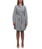 CLERY+R DS&C Abito Chemisier in Cotone a righe B.CO NERO