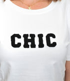 CLERY MN-LD T-shirt basic regular con scritta CHIC B.CO NERO