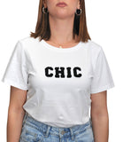 CLERY MN-LD T-shirt basic regular con scritta CHIC B.CO NERO