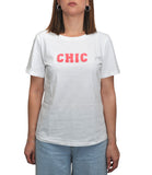 T-shirt basic regular con scritta CHIC