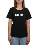 CLERY MN-LD T-shirt basic regular con scritta CHIC NERO/B.CO