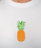 CLERY MN-LD T-shirt cropped slim con stampa ananas bianco