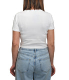 CLERY MN-LD T-shirt cropped slim con stampa ananas bianco