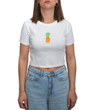 CLERY MN-LD T-shirt cropped slim con stampa ananas bianco