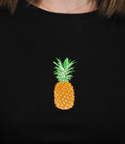 CLERY MN-LD T-shirt cropped slim con stampa ananas nero