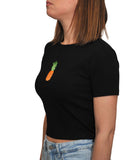 CLERY MN-LD T-shirt cropped slim con stampa ananas nero