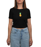 CLERY MN-LD T-shirt cropped slim con stampa ananas nero