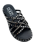 CULT D Ciabatte a fascia borchie Roshelle nero