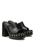 CULT D Ciabatte con tacco alto borchie Bjork nero