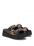 CULT D Ciabatta fascia animalier Janis NERO/BEIGE