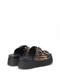 CULT D Ciabatta fascia animalier Janis NERO/BEIGE
