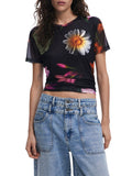 DESIGUAL T-shirt des moines in tulle NERO MLT