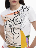 DESIGUAL T-shirt collection con stampa volto bianco