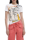 DESIGUAL T-shirt collection con stampa volto bianco