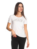 EA7 D T-shirt con logo strass EA7 bianco