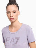 EA7 D T-shirt girocollo logo strass GRIGIO/LAVANDA