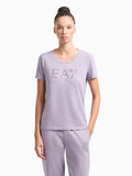 EA7 D T-shirt girocollo logo strass GRIGIO/LAVANDA