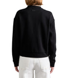 EA7 D Felpa girocollo logo series in cotone stretch nero