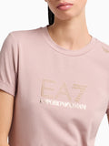 EA7 D Abito corto a maniche corte con logo strass rosa
