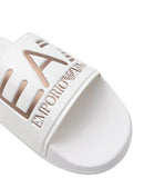 EA7 D Ciabatta a fascia bianca con logo EA7 bronzo B.CO/BRONZO