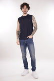 EA7 U T-shirt smanicata con logo in tinta blu