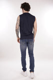 EA7 U T-shirt smanicata con logo in tinta blu