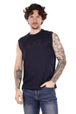 EA7 U T-shirt smanicata con logo in tinta blu