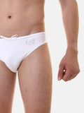 EA7 U Slip mare bianco con logo argento B.CO/ARGENTO