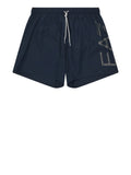 EA7 U Costume a pantaloncino con macrologo BLU/ARGENTO