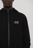 EA7 U Felpa con zip e scritta sul braccio NERO/B.CO