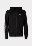 EA7 U Felpa con zip e scritta sul braccio NERO/B.CO