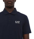 EA7 U Polo core identity n piquet di cotone elasticizzato blu