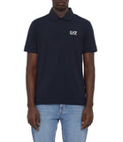 EA7 U Polo core identity n piquet di cotone elasticizzato blu