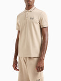 EA7 U Polo core identity n piquet di cotone elasticizzato beige