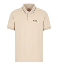 EA7 U Polo core identity n piquet di cotone elasticizzato beige