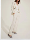 EMMEMARELLA1 Completo gessato giacca e pantalone BIANCO LANA