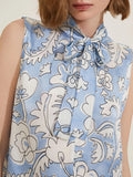 EMMEMARELLA1 Top smanicato a fantasia azzurro