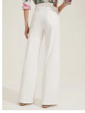 EMMEMARELLA1 Pantalone in gabardina stretch panna