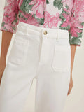 EMMEMARELLA1 Pantalone in gabardina stretch panna