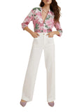 EMMEMARELLA1 Pantalone in gabardina stretch panna