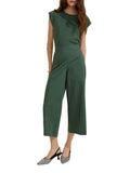 EMMEMARELLA2 Pantalone dritto in raso stretch verde
