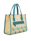 GUESS ACC D COL Borsa a mano silvana logo 4g in rafia turchese