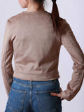 GUESS APP D PRE Giubbino seraphine suede cropped sabbia