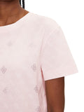 GUESS ATH D COL T-shirt con logo strass ripetuto rosa