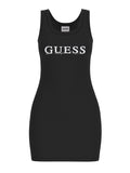 GUESS ATH D COL Abito smanicato con scritta nero
