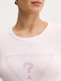 GUESS J D COL T-shirt con triangolo strass rosa